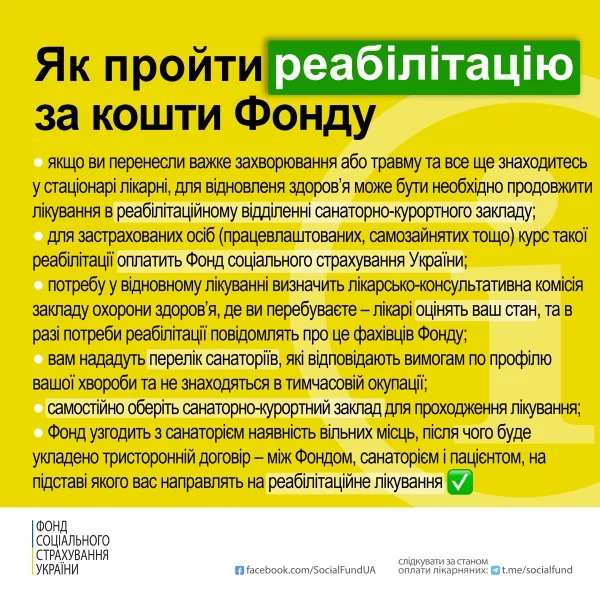 Як пройти реабілітаційне лікування за кошти Фонду соціального страхування
